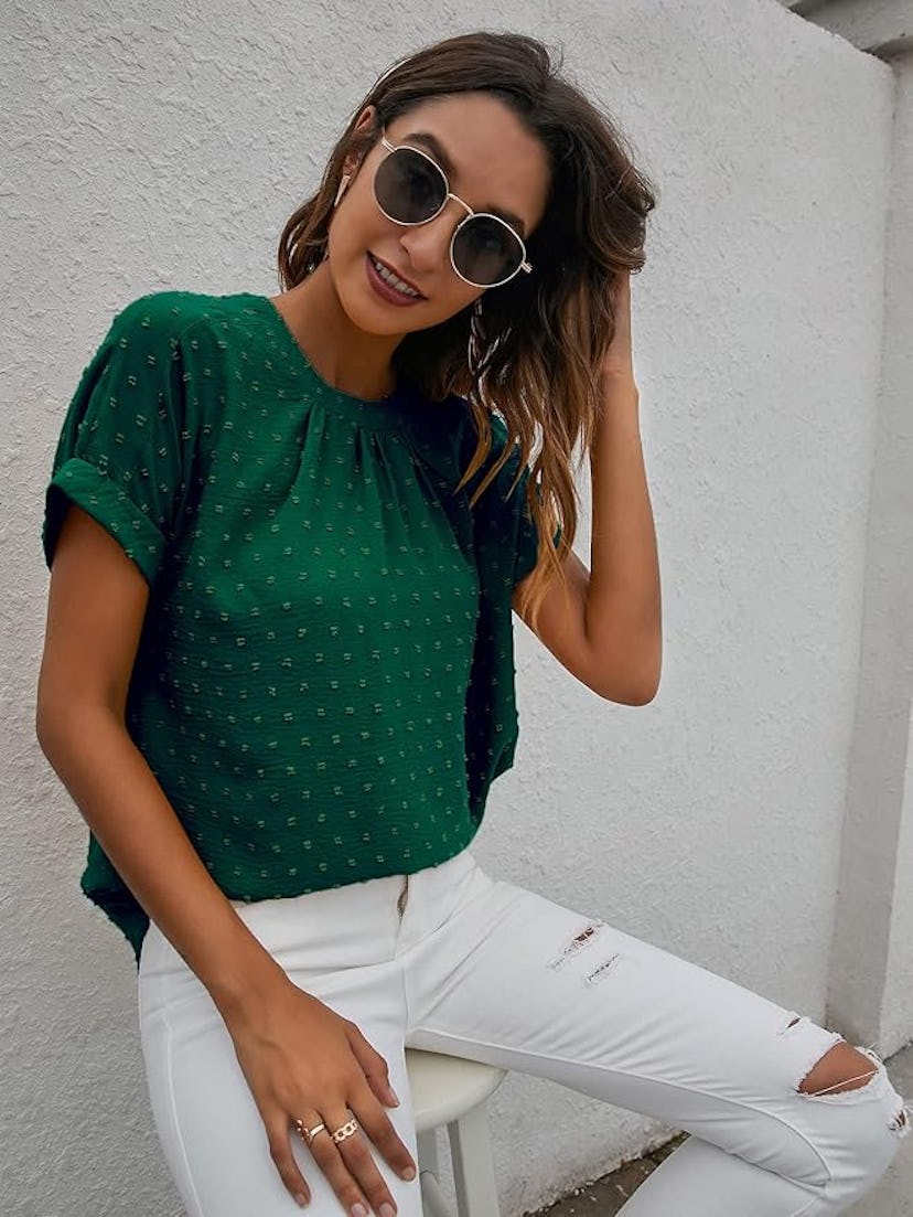 Milumia Swiss Dots Chiffon Blouse