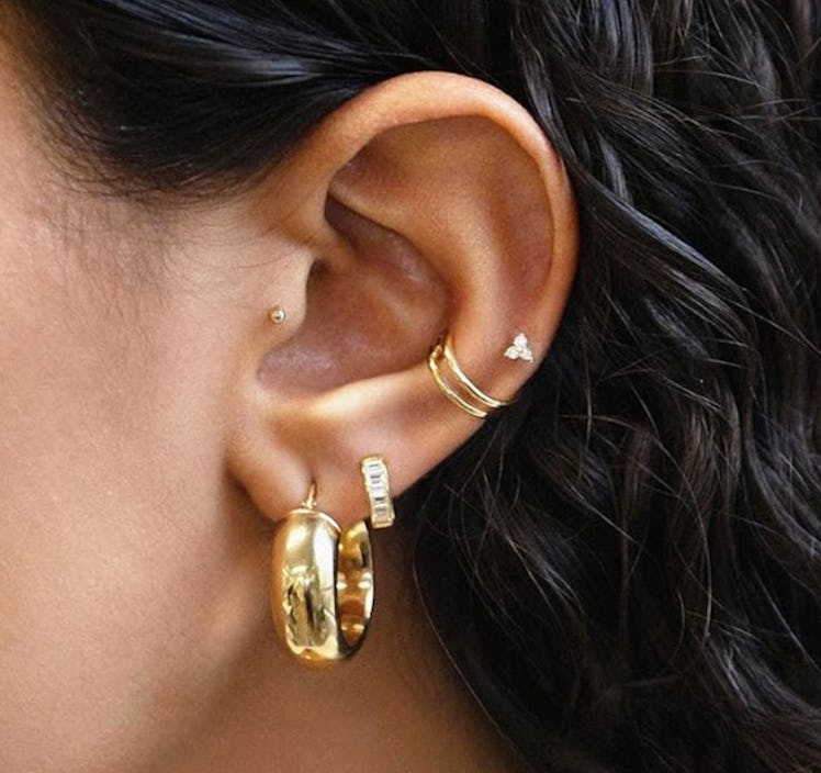 YOUNGYUE Chunky Hoop Earrings
