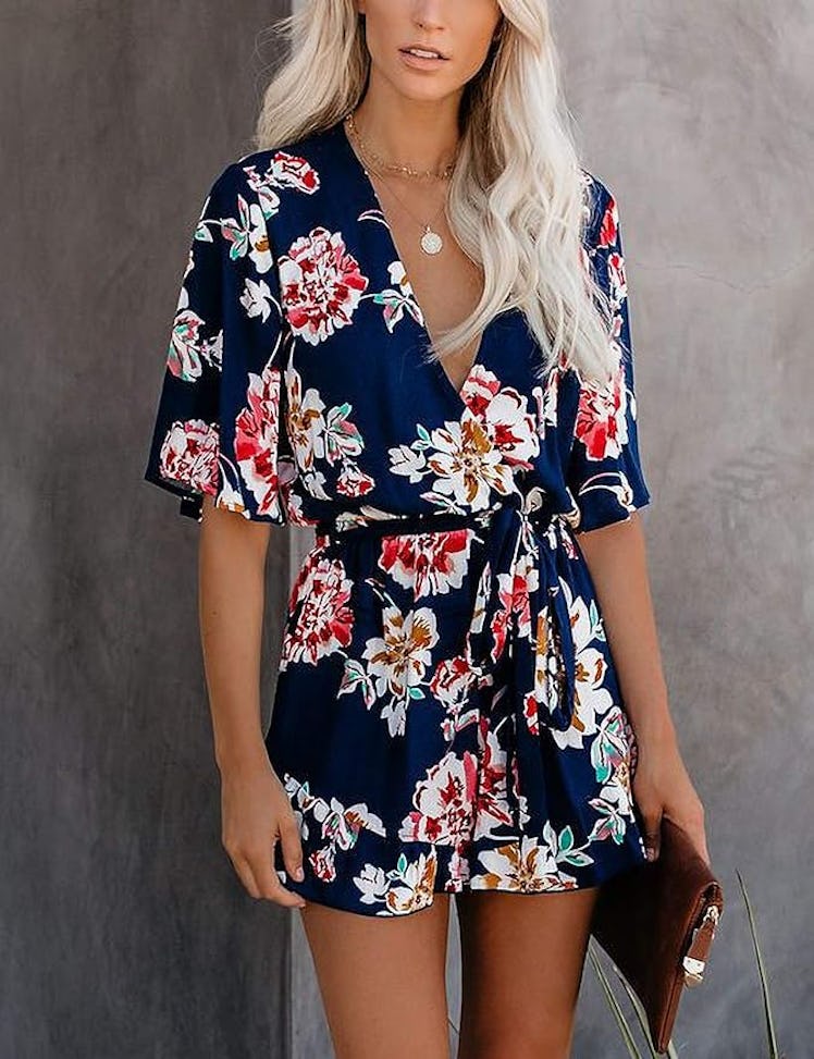 Relipop Floral Print V-Neck Romper