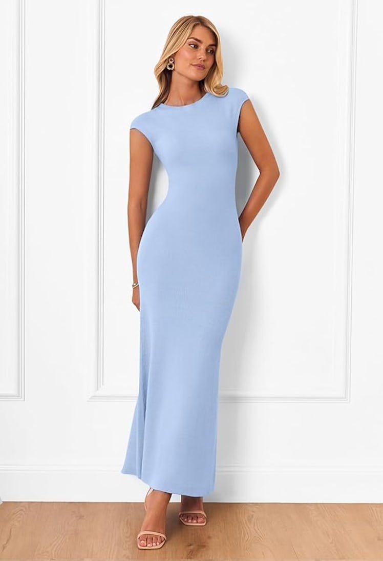 MEROKEETY Cap-Sleeve Knit Dress
