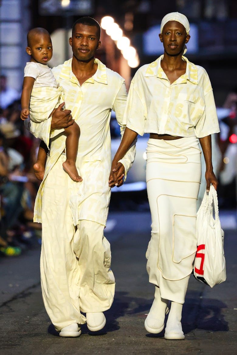 A model at the Telfar Spring 2026 show held at Cortlandt Alley on June 21, 2025 in New York, New Yor...
