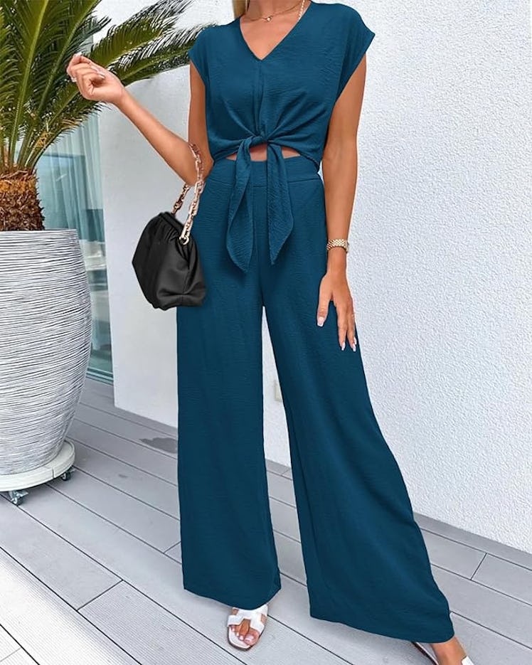 PRETTYGARDEN Cap-Sleeve Outfit (2 Pieces)