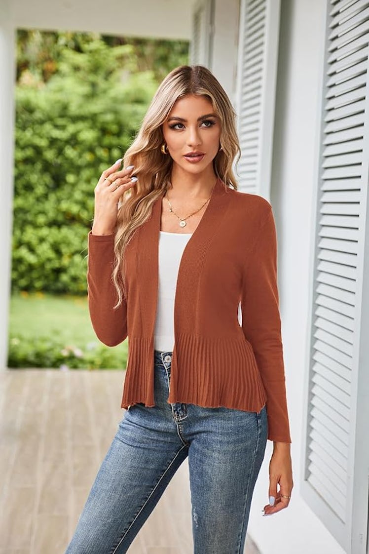 GRACE KARIN Open Front Peplum Cardigan