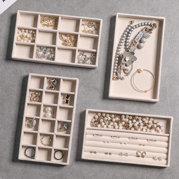 Frebeauty Stackable Jewelry Trays (4-Pack)