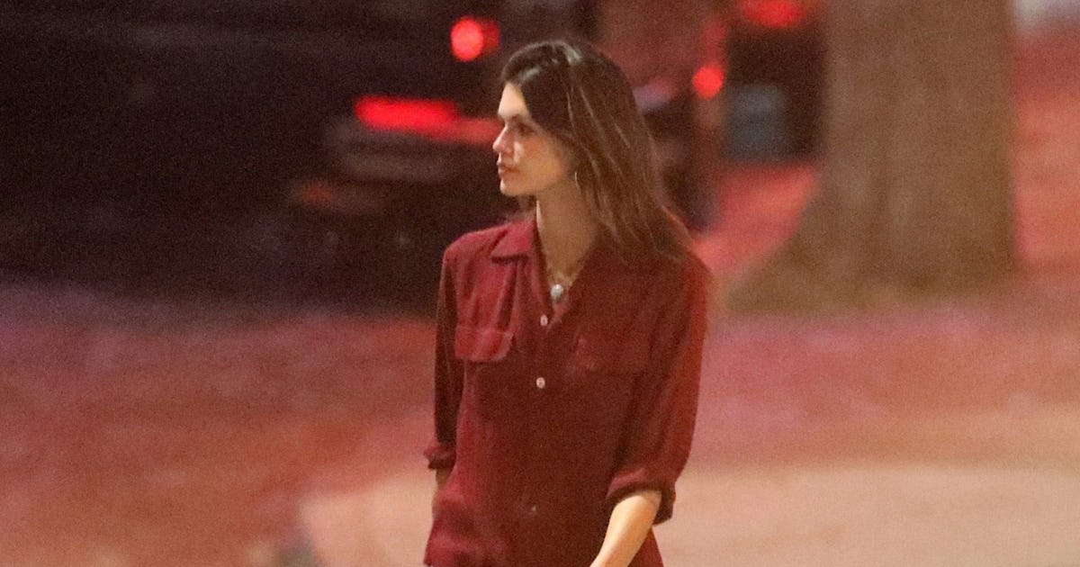 Kaia Gerber Does All American Summer Style in Ripped Jorts and Big Boots