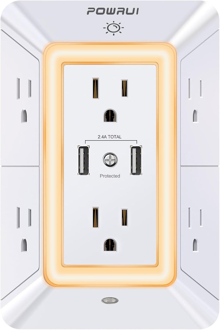 POWRUI Light-Up 6-Socket Outlet Extender