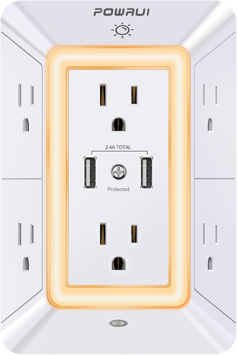 POWRUI Light-Up 6-Socket Outlet Extender