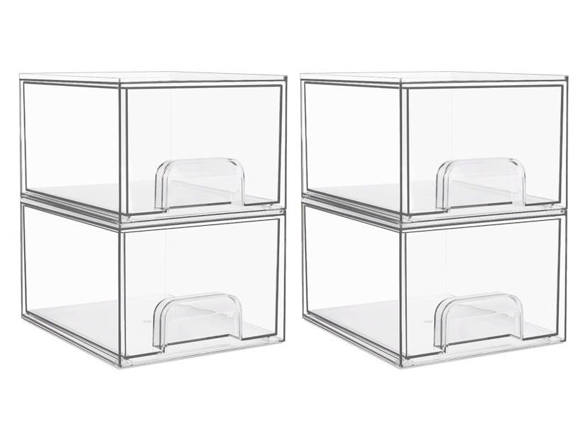 Vtopmart Clear Stackable Storage Drawers (4-Pack)
