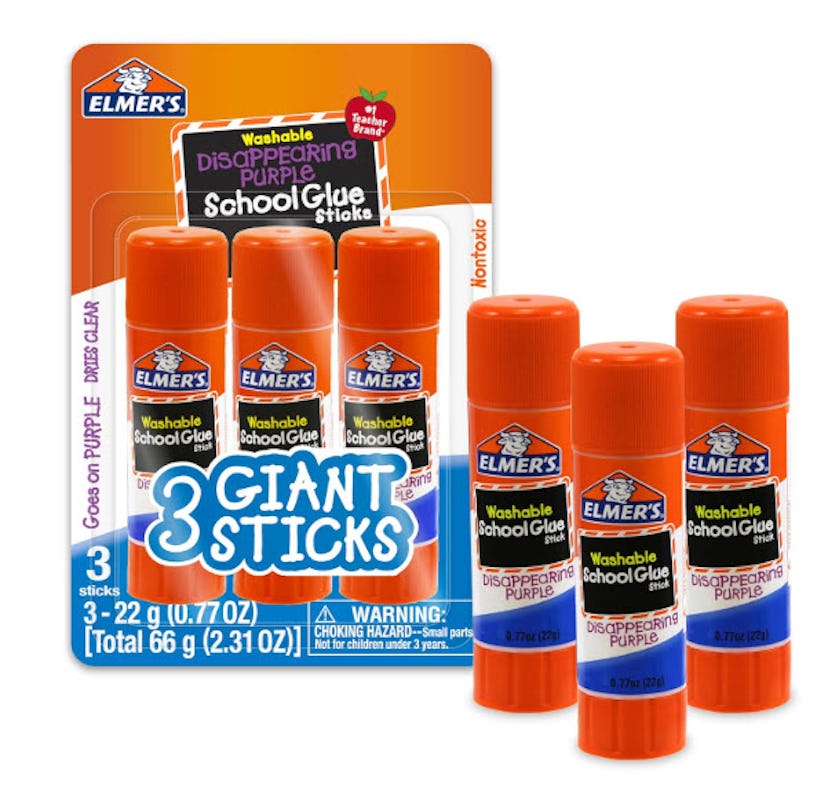Elmer's Disappearing Purple School Glue Sticks, Washable (3-Pack)