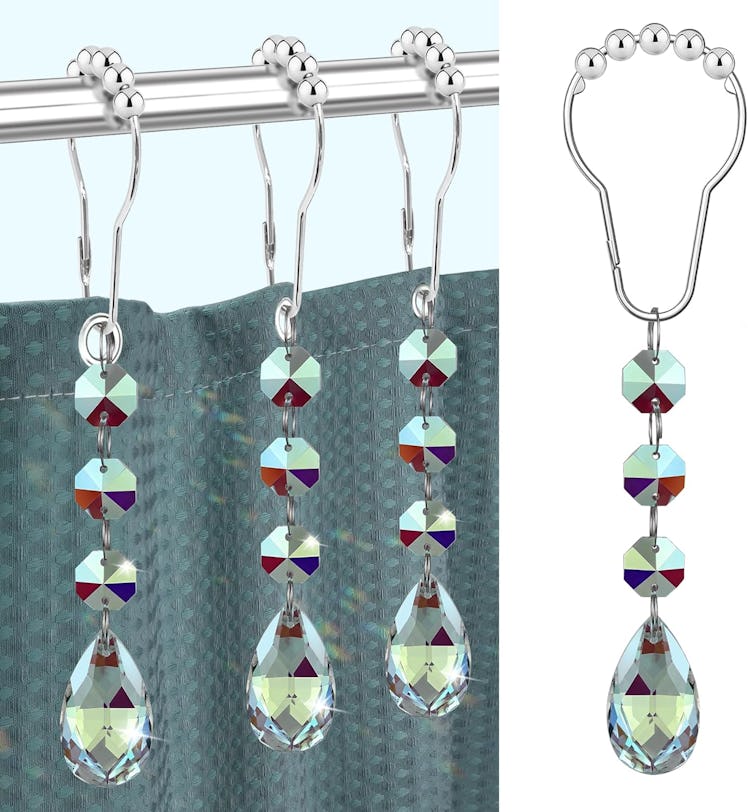 Yapicoco Jeweled Shower Curtain Hooks (12-Pack)