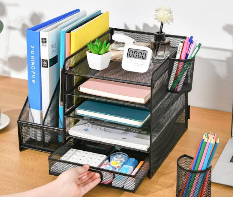 Marbrasse Desk Organizer with File Holder