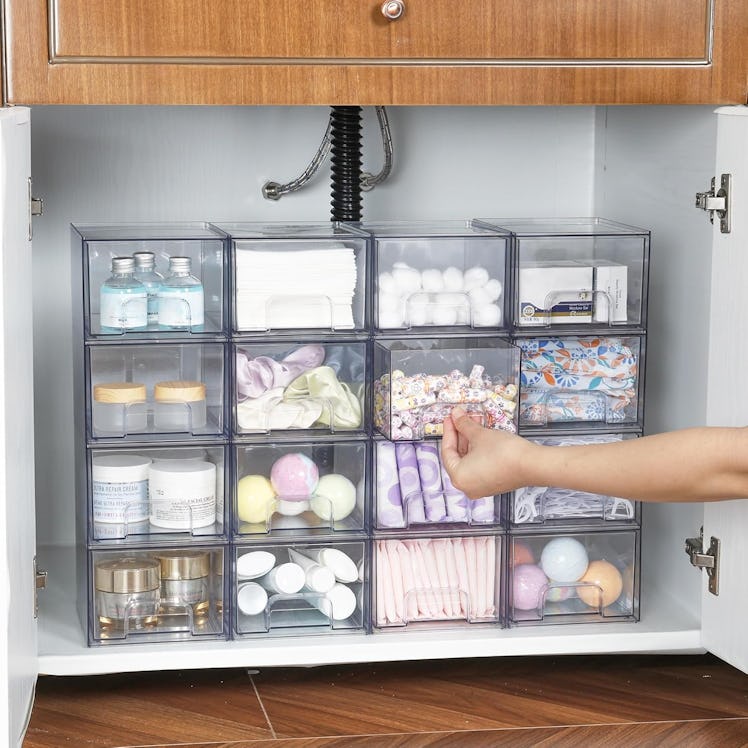 Vtopmart Clear Stackable Storage Drawers (4-Pack)