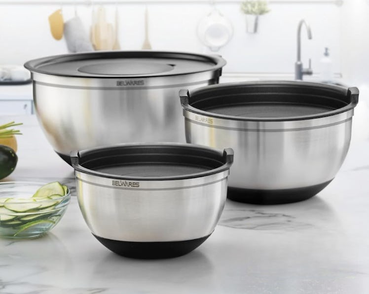 Belwares Nesting Mixing Bowls with Lids Set (Set of 3) 