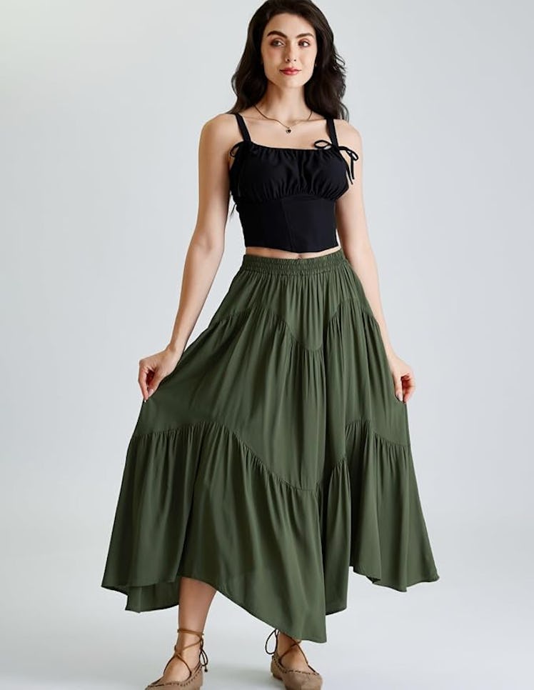 Scarlet Darkness Ruffle Maxi Skirt
