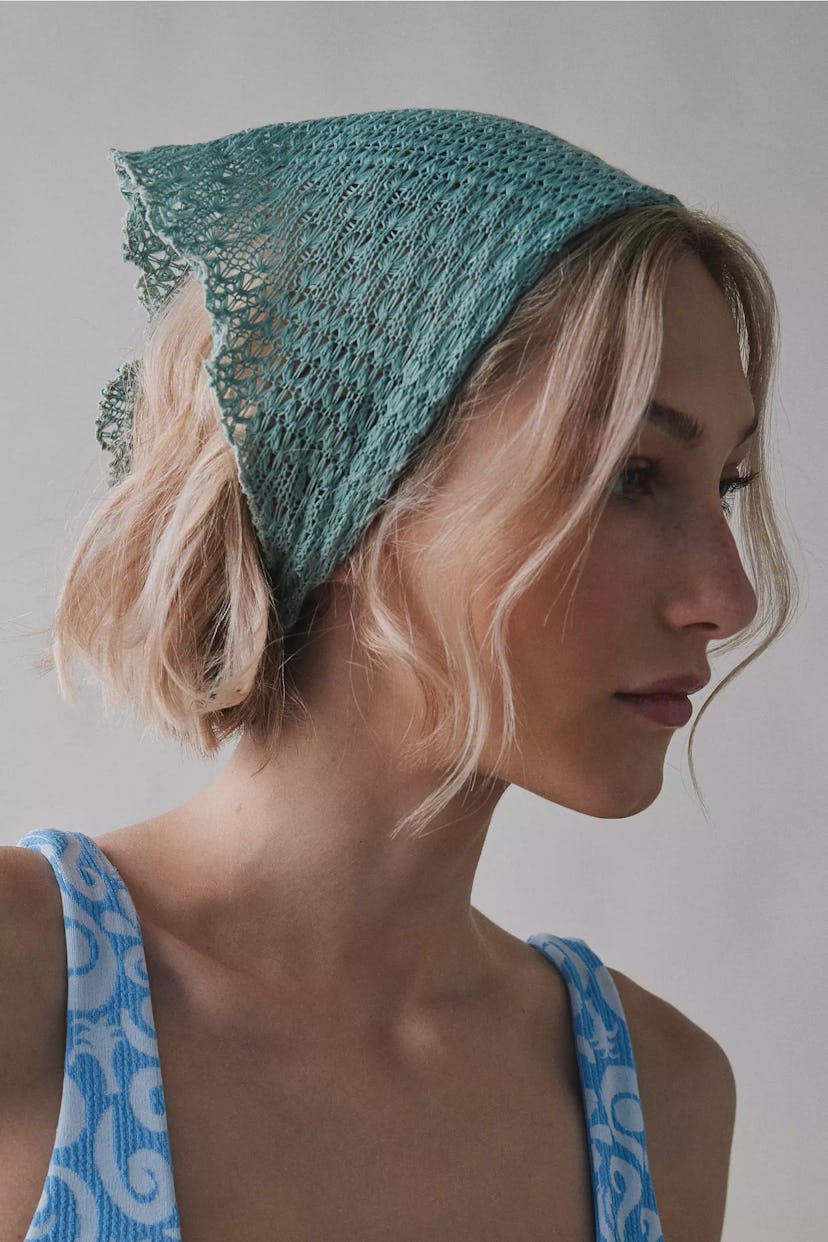 Soft Slip-On Crochet Headscarf in a story about summer hair accessories
