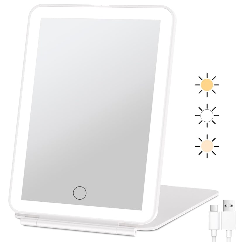 FUNTOUCH Rechargeable Travel Makeup Mirror with LED Lights