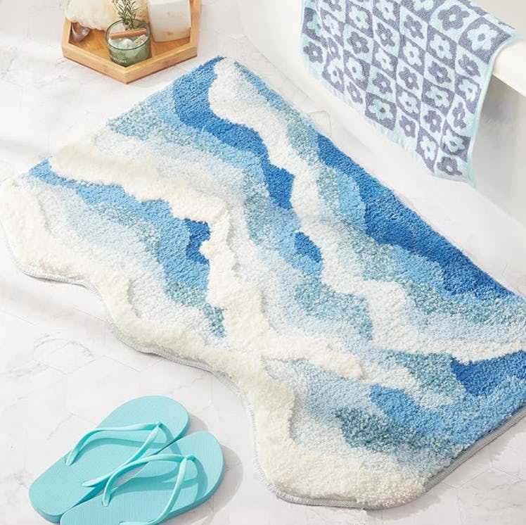 DyeFury Blue Ocean Wave Bath Mat