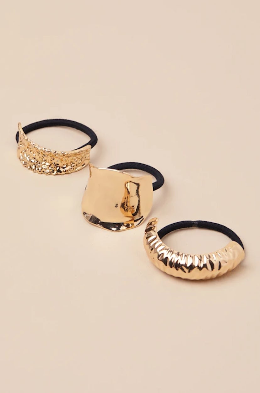 Kayra Gold Textured Three-Piece Hair Band Set in a story about summer hair accessories