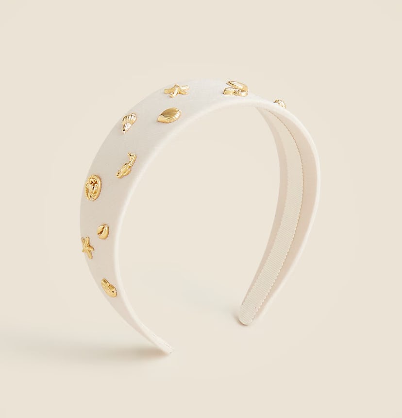 white and gold Nautical charm headband in a story about summer hair accessories