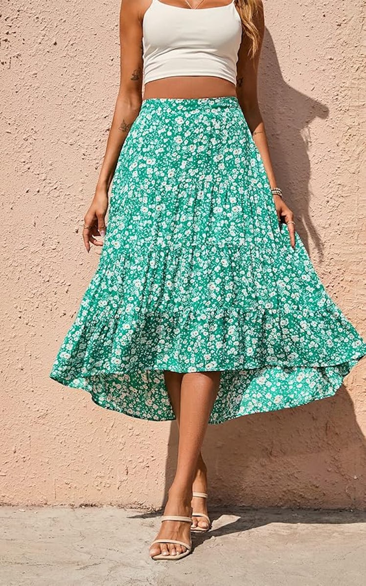 PRETTYGARDEN Floral Print Midi Skirt