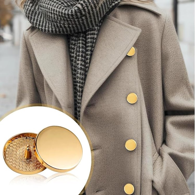 Ouligay Metal Flat Button Gold Buttons (18-Pieces)