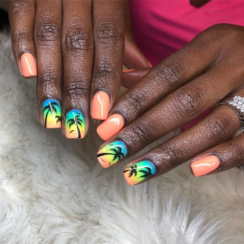 Gel Sunset Gradient Nails for Summer Glow