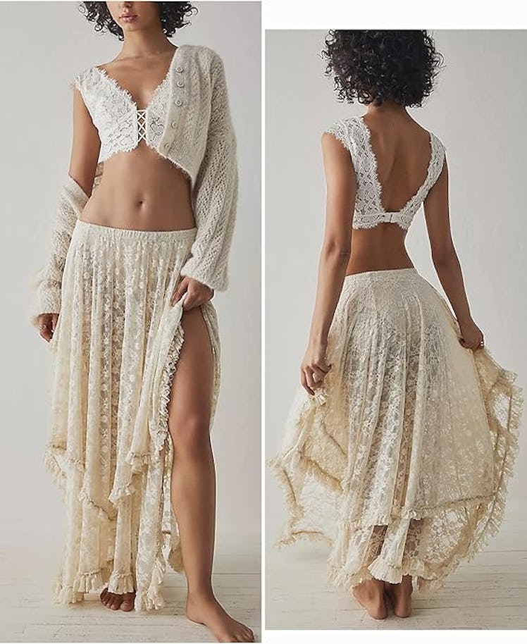 Yimoon Lace Handkerchief Skirt