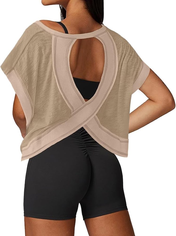 UNIANKIYA Open Back Workout Top 