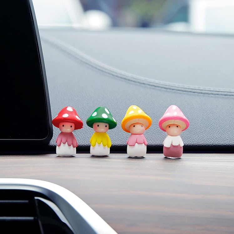 YGMONER Mini Mushroom Car Interior Figurines (4-Pack)