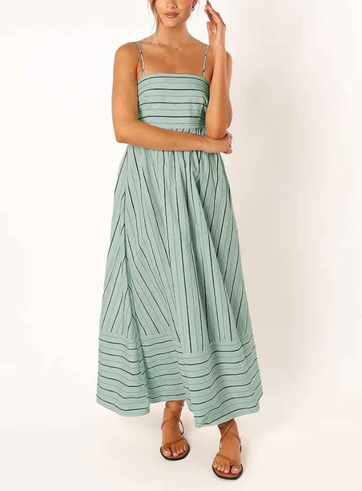 chouyatou Smocked Striped Maxi Dress