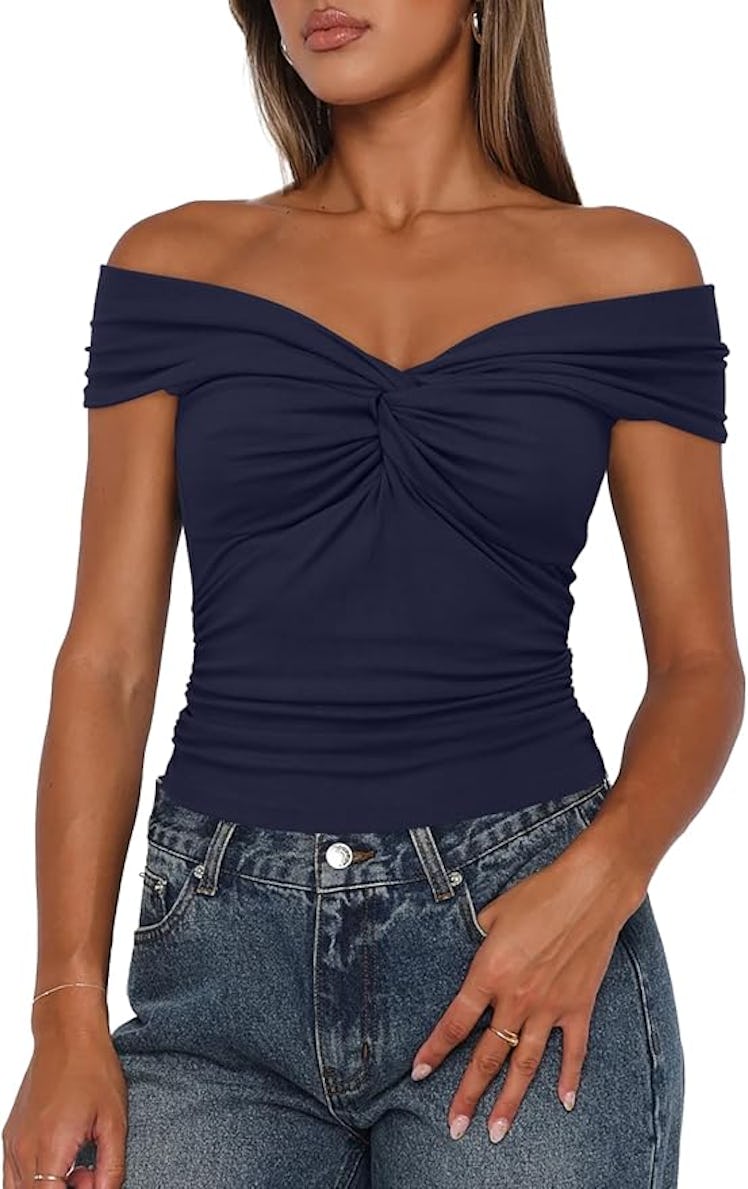 Darong Knot Front Off the Shoulder Top