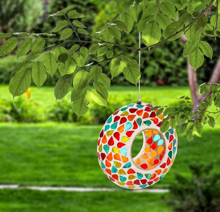 Sunnydaze Glass Mosaic Hanging Bird Feeder 