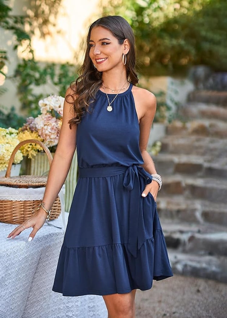 Newshows Halter Belted Dress