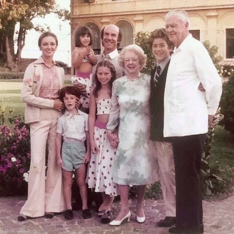 Sciò with her grandparents, parents, and siblings