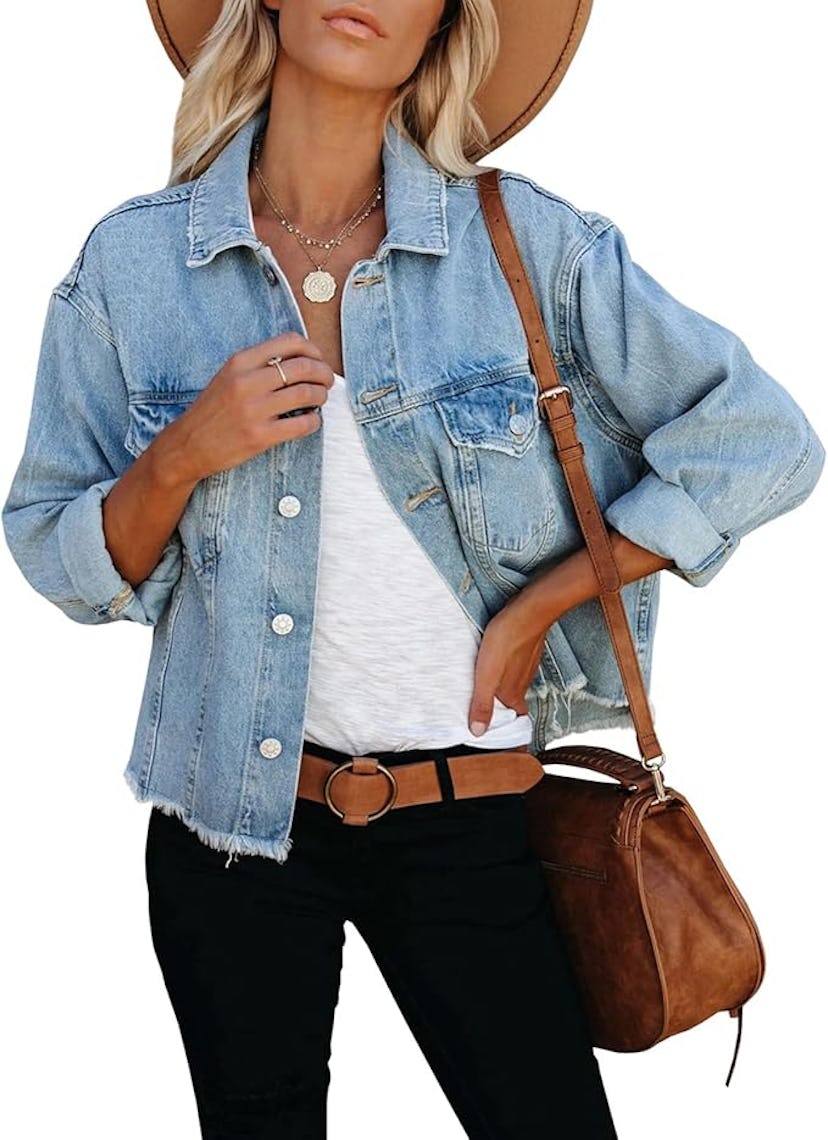 LONGBIDA Frayed Denim Jacket