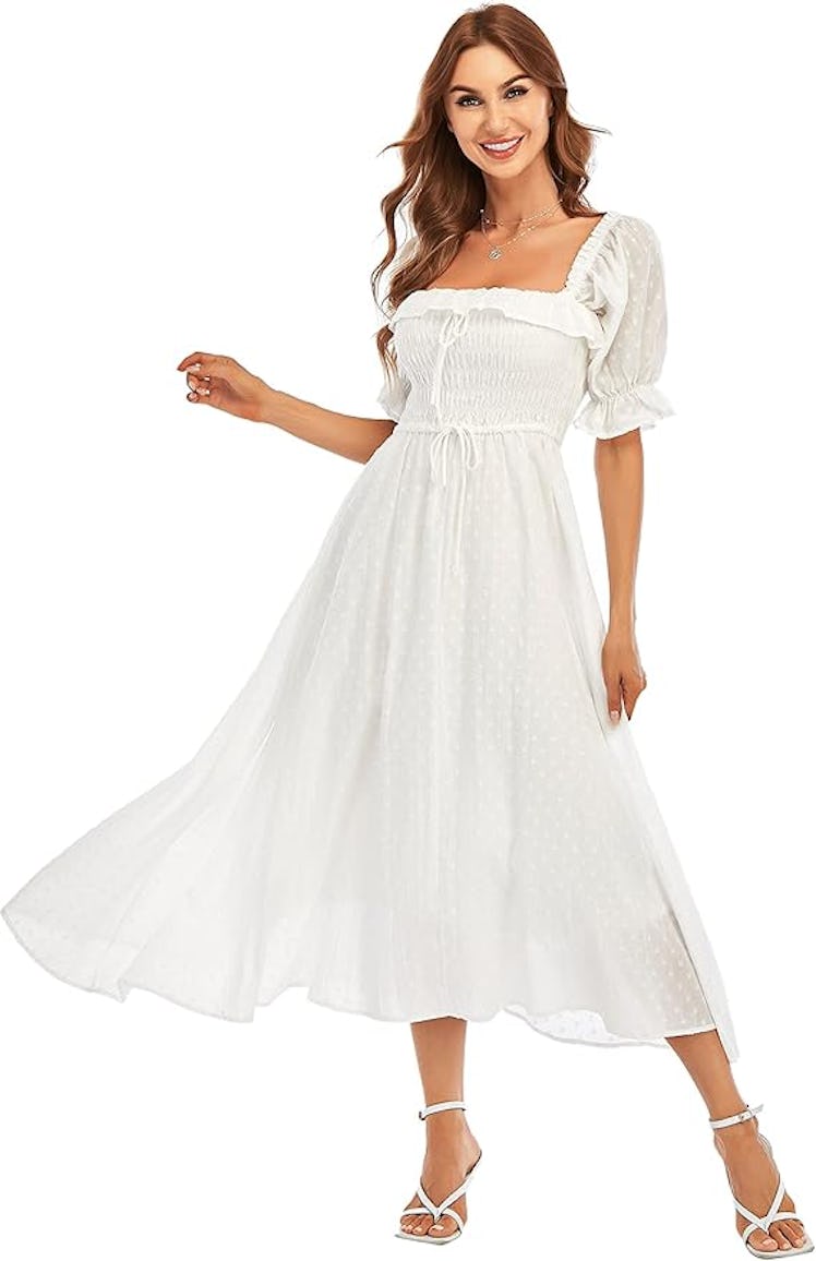 R.YIposha Square-Neck Ruffled Dress