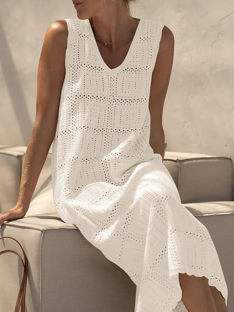 Fisoew Crochet Sleeveless Dress