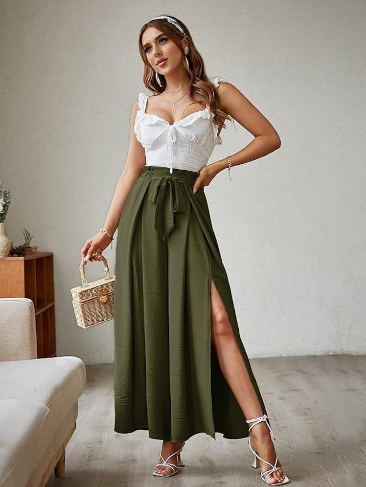 Simplee  Split Wide Leg Palazzo Pants 