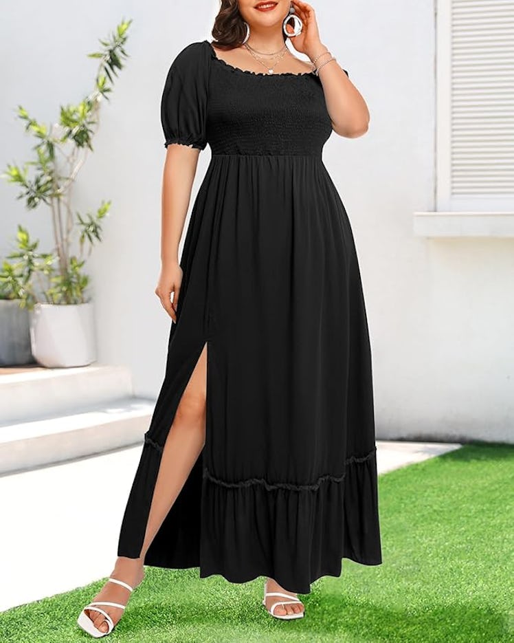 Pinup Fashion Maxi Dress with Pockets