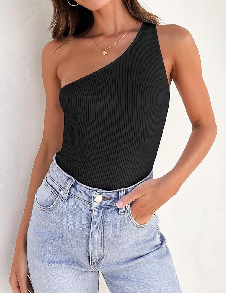 ZESICA  One Shoulder Tank 
