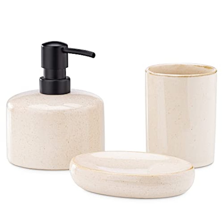 Navaris Ceramic Bathroom Accessories Set (3-Pieces)