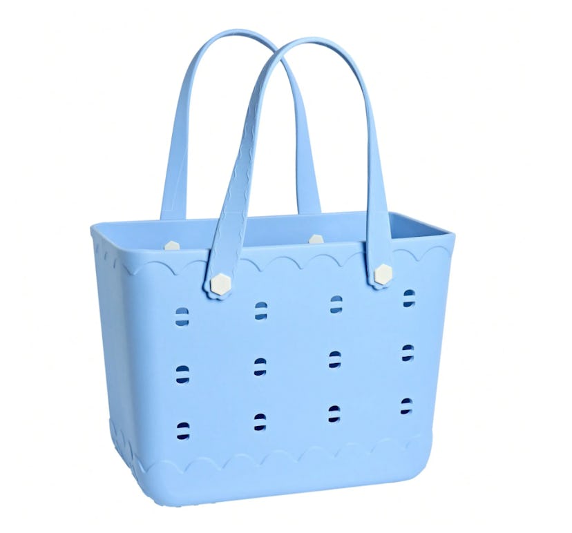blue rubber Beach Tote Bag in a story about shein beach bags