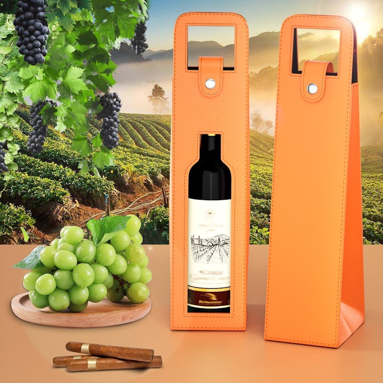 RYDDOY Leather Wine Tote Bag
