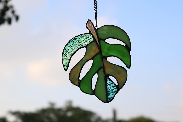 BOXCASA Variegated Monstera Stained Glass Window Hanging