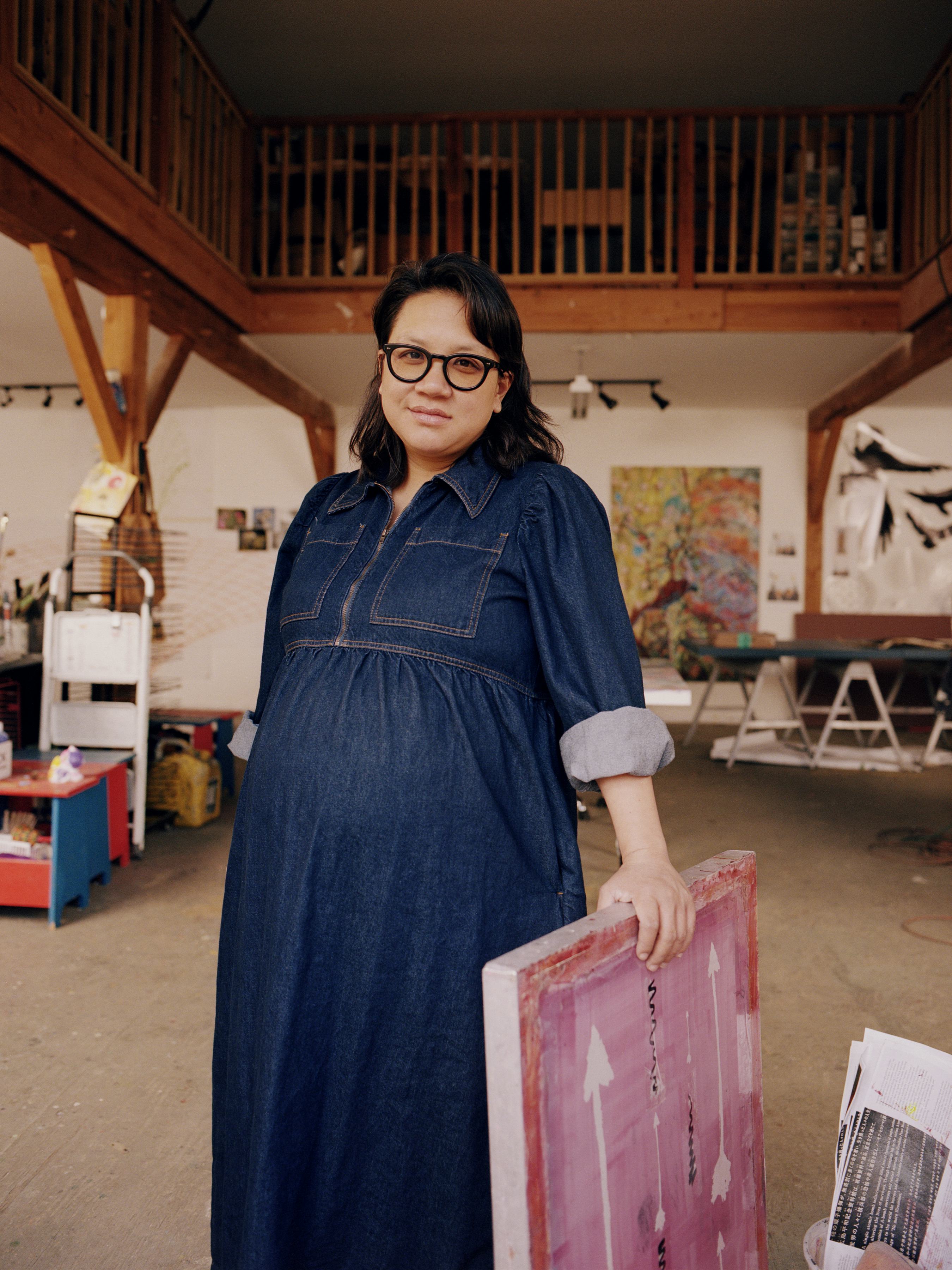 Artist Tammy Nguyen in her studio in Connecticut