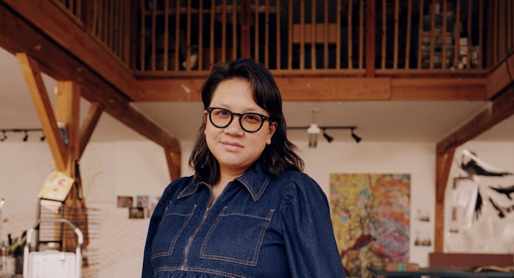 Artist Tammy Nguyen in her studio in Connecticut