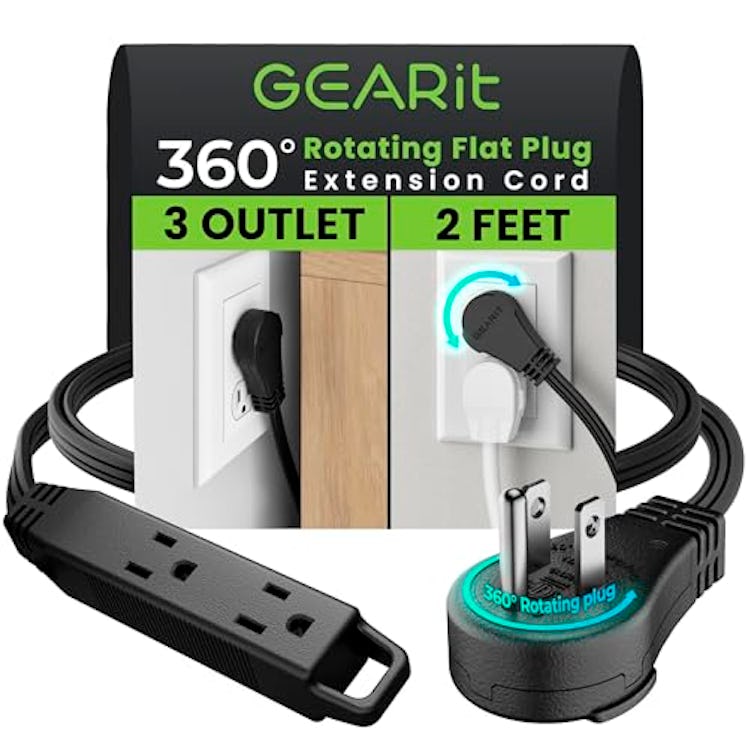 GEARit 360 Rotating Flat Plug Extension Cord