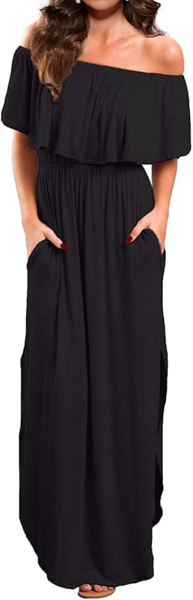 VERABENDI Off-Shoulder Ruffle Maxi Dress 