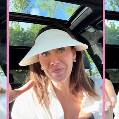 A woman in a car, wearing a wide-brimmed hat, expresses frustration in three frames with text overlays: "LOSING MY FREAKING MIND" and "LESS FOR ME."