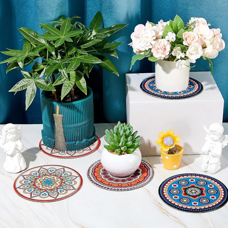 Nuanchu  Boho Plant  Coasters (6-Pack)